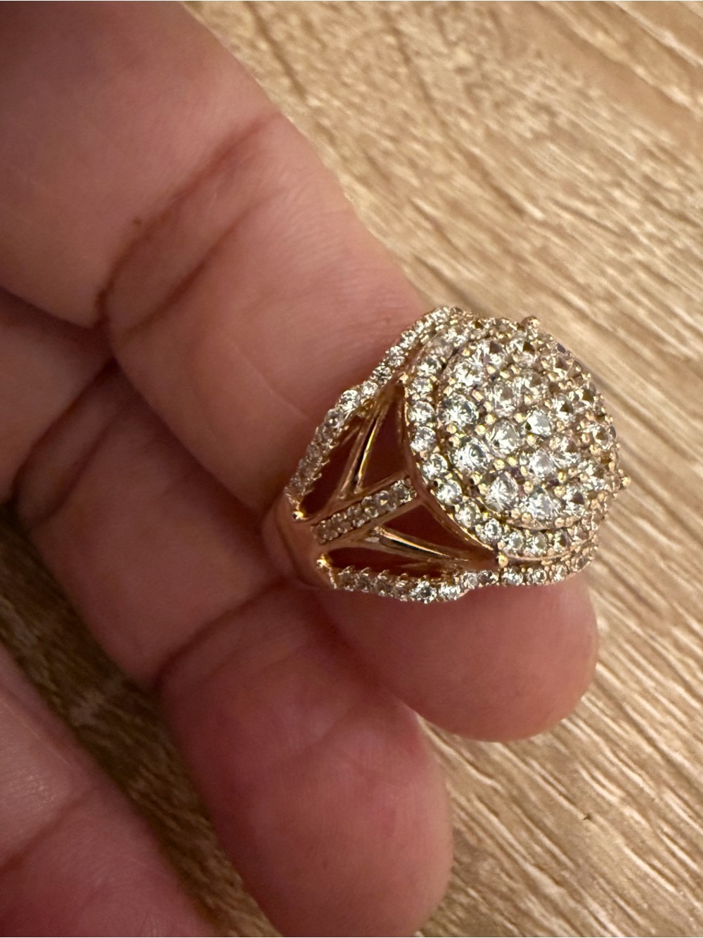 Gold-Tone Cluster CZ Cocktail Ring - Gold